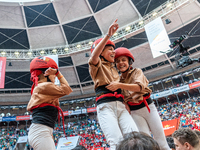 Members of Xiquets de Reus celebrate the victory after building a human tower during the Concurs de Castells competition in Tarragona, Spain...