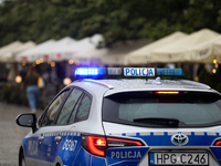 Police attend a pro-Palestinian protest, which takes place on the Main Square and then moves to the US Consulate and the Jagiellonian Univer...