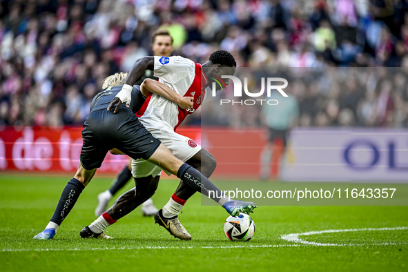 AFC Ajax Amsterdam forward Brian Brobbey plays during the match between Ajax and Groningen at the Johan Cruijff ArenA for the Dutch Eredivis...