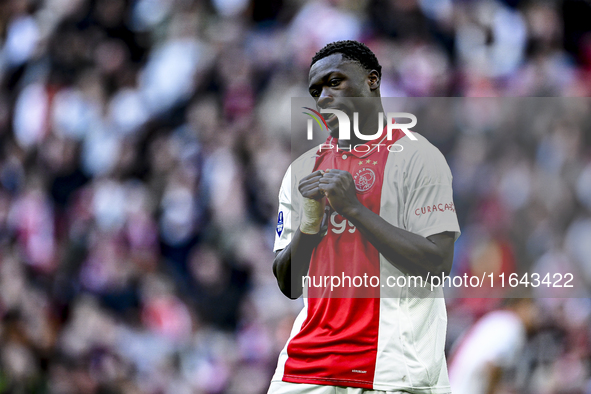 AFC Ajax Amsterdam forward Brian Brobbey plays during the match between Ajax and Groningen at the Johan Cruijff ArenA for the Dutch Eredivis...