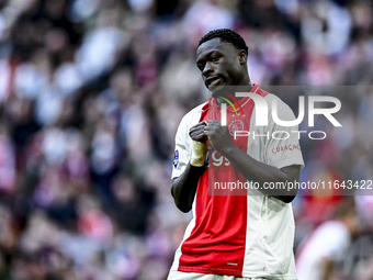 AFC Ajax Amsterdam forward Brian Brobbey plays during the match between Ajax and Groningen at the Johan Cruijff ArenA for the Dutch Eredivis...