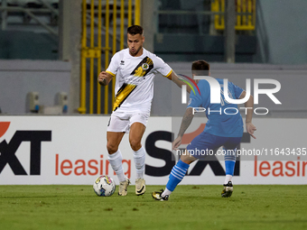 Sean Gatt (left) of Zabbar St. Patrick is in action during the Malta 360 Sports Premier League soccer match between Zabbar St. Patrick and M...