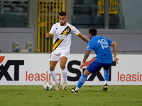 Sean Gatt (left) of Zabbar St. Patrick is in action during the Malta 360 Sports Premier League soccer match between Zabbar St. Patrick and M...