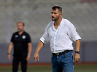 In Ta' Qali, Malta, on October 2, 2024, Joao Janeiro De Oliveira, head coach of Zabbar St. Patrick, gestures during the Malta 360 Sports Pre...