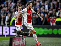 AFC Ajax Amsterdam forward Wout Weghorst celebrates the 2-1 goal during the match between Ajax and Groningen at the Johan Cruijff ArenA for...