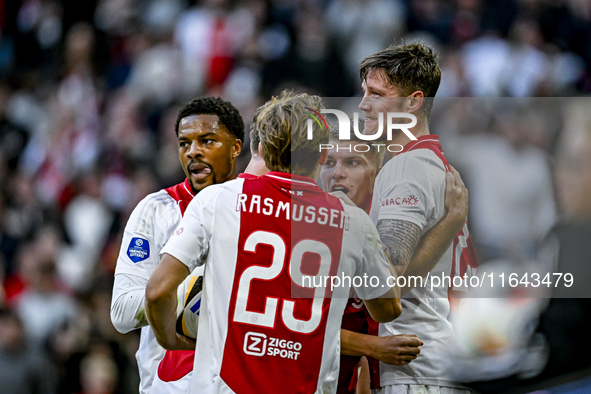 AFC Ajax Amsterdam forward Wout Weghorst celebrates the 2-1 goal during the match between Ajax and Groningen at the Johan Cruijff ArenA for...