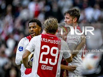 AFC Ajax Amsterdam forward Wout Weghorst celebrates the 2-1 goal during the match between Ajax and Groningen at the Johan Cruijff ArenA for...