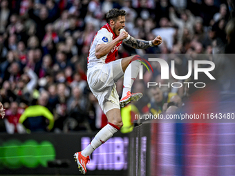 AFC Ajax Amsterdam forward Wout Weghorst celebrates the 2-1 goal during the match between Ajax and Groningen at the Johan Cruijff ArenA for...