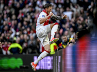 AFC Ajax Amsterdam forward Wout Weghorst celebrates the 2-1 goal during the match between Ajax and Groningen at the Johan Cruijff ArenA for...