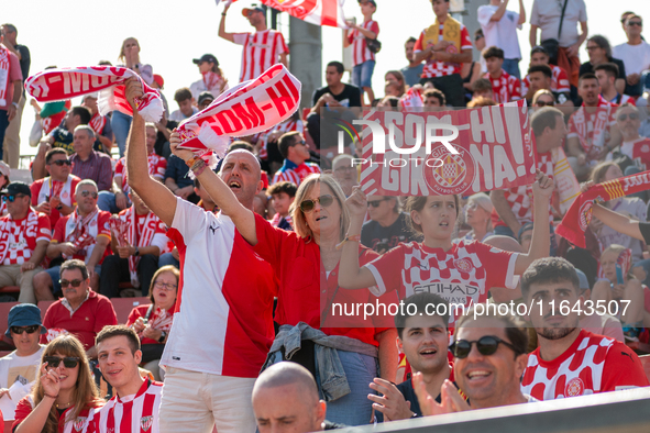 Girona FC fans attend the LaLiga EA Sports match between Girona FC and Athletic Club de Bilbao at Montilivi Stadium in Girona, Spain, on Oct...