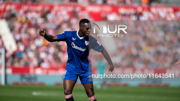 Players are in action during the LaLiga EA Sports match between Girona FC and Athletic Club de Bilbao at Montilivi Stadium in Girona, Spain,...