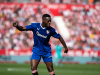 Players are in action during the LaLiga EA Sports match between Girona FC and Athletic Club de Bilbao at Montilivi Stadium in Girona, Spain,...