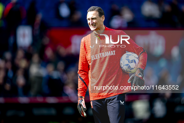 FC Twente goalkeeper Przemyslaw Tyton plays during the match between Feyenoord and Twente at the Feyenoord stadium De Kuip for the Dutch Ere...