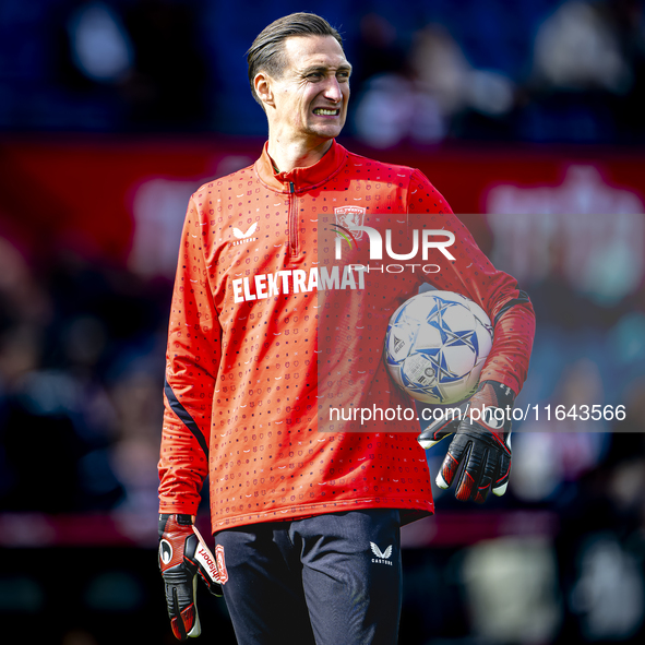 FC Twente goalkeeper Przemyslaw Tyton plays during the match between Feyenoord and Twente at the Feyenoord stadium De Kuip for the Dutch Ere...