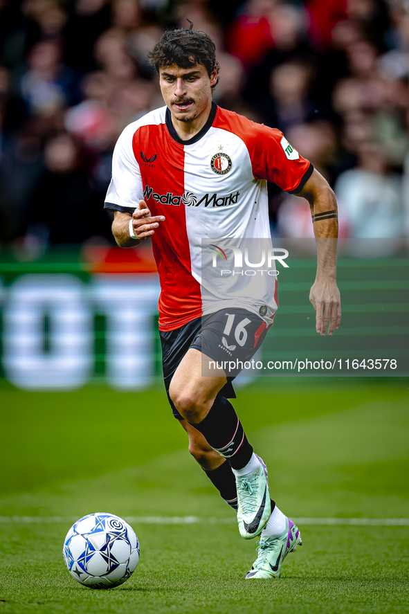 Feyenoord Rotterdam defender Hugo Bueno plays during the match between Feyenoord and Twente at the Feyenoord stadium De Kuip for the Dutch E...