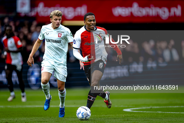 FC Twente midfielder Sem Steijn and Feyenoord Rotterdam midfielder Quinten Timber play during the match between Feyenoord and Twente at the...