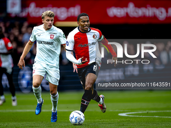 FC Twente midfielder Sem Steijn and Feyenoord Rotterdam midfielder Quinten Timber play during the match between Feyenoord and Twente at the...