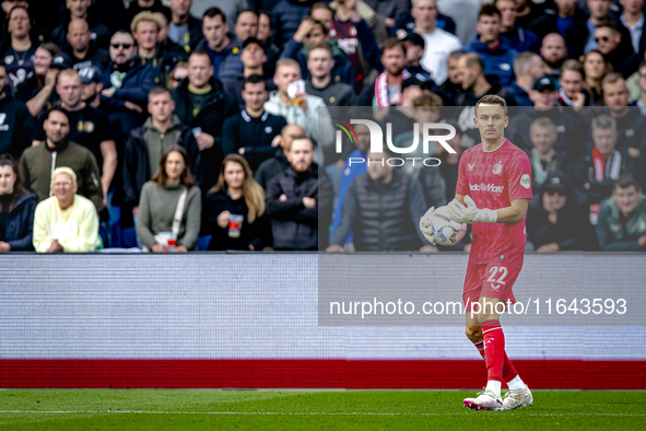 Feyenoord Rotterdam goalkeeper Timon Wellenreuther plays during the match between Feyenoord and Twente at the Feyenoord stadium De Kuip for...