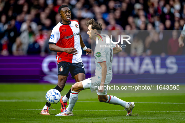 Feyenoord Rotterdam midfielder Antoni Milambo and FC Twente midfielder Youri Regeer play during the match between Feyenoord and Twente at th...