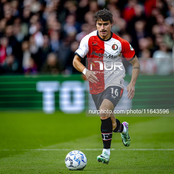 Feyenoord Rotterdam defender Hugo Bueno plays during the match between Feyenoord and Twente at the Feyenoord stadium De Kuip for the Dutch E...