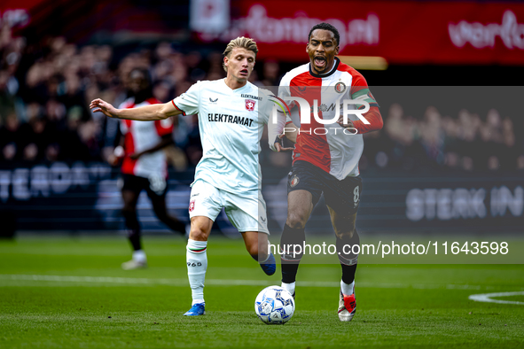 FC Twente midfielder Sem Steijn and Feyenoord Rotterdam midfielder Quinten Timber play during the match between Feyenoord and Twente at the...