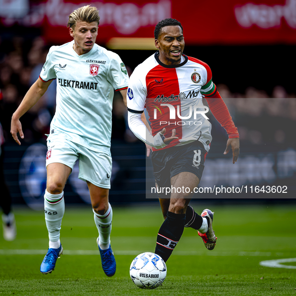 FC Twente midfielder Sem Steijn and Feyenoord Rotterdam midfielder Quinten Timber play during the match between Feyenoord and Twente at the...