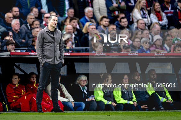 Feyenoord Rotterdam trainer Brian Priske is present during the match between Feyenoord and Twente at the Feyenoord stadium De Kuip for the D...