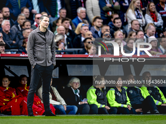 Feyenoord Rotterdam trainer Brian Priske is present during the match between Feyenoord and Twente at the Feyenoord stadium De Kuip for the D...