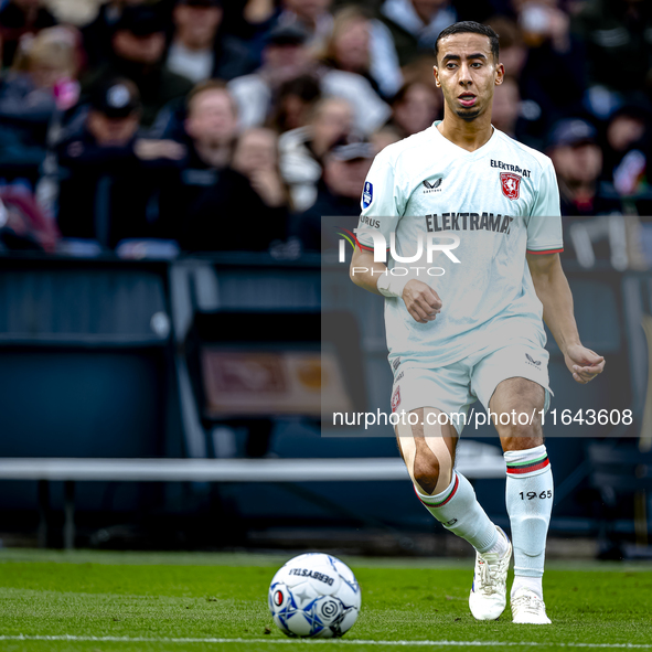 FC Twente defender Anass Salah-Eddine plays during the match between Feyenoord and Twente at the Feyenoord stadium De Kuip for the Dutch Ere...