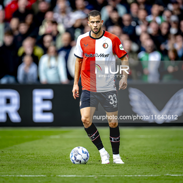 Feyenoord Rotterdam defender David Hancko plays during the match between Feyenoord and Twente at the Feyenoord stadium De Kuip for the Dutch...