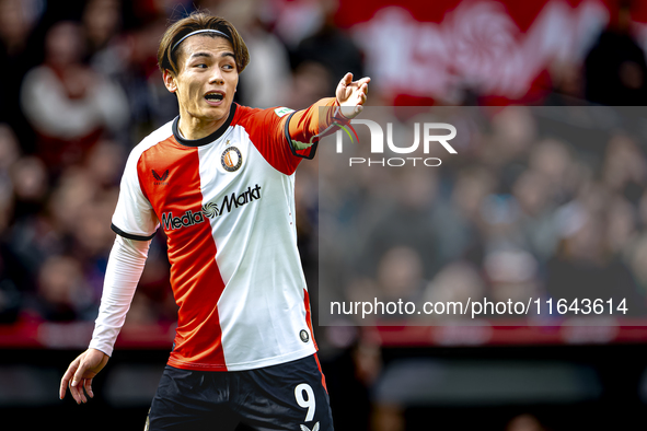 Feyenoord Rotterdam forward Ayase Ueda plays during the match between Feyenoord and Twente at the Feyenoord stadium De Kuip for the Dutch Er...