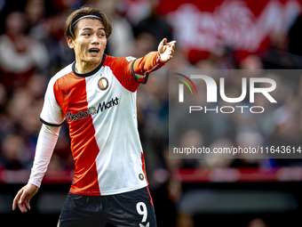 Feyenoord Rotterdam forward Ayase Ueda plays during the match between Feyenoord and Twente at the Feyenoord stadium De Kuip for the Dutch Er...