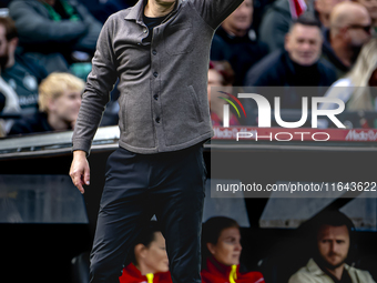 Feyenoord Rotterdam trainer Brian Priske is present during the match between Feyenoord and Twente at the Feyenoord stadium De Kuip for the D...