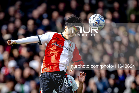 Feyenoord Rotterdam midfielder Inbeom Hwang plays during the match between Feyenoord and Twente at the Feyenoord stadium De Kuip for the Dut...