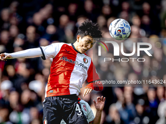 Feyenoord Rotterdam midfielder Inbeom Hwang plays during the match between Feyenoord and Twente at the Feyenoord stadium De Kuip for the Dut...