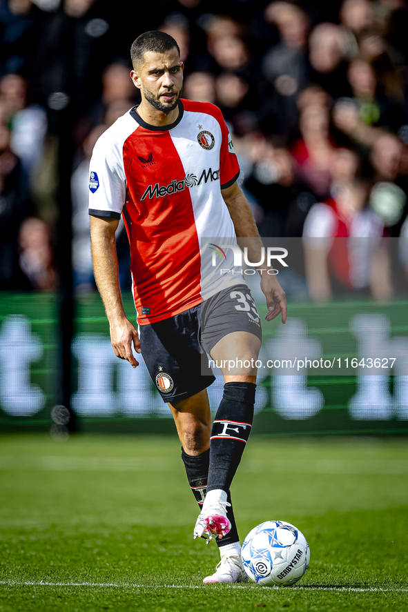 Feyenoord Rotterdam defender David Hancko plays during the match between Feyenoord and Twente at the Feyenoord stadium De Kuip for the Dutch...