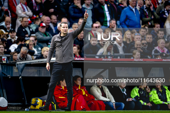 Feyenoord Rotterdam trainer Brian Priske is present during the match between Feyenoord and Twente at the Feyenoord stadium De Kuip for the D...