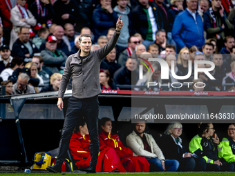 Feyenoord Rotterdam trainer Brian Priske is present during the match between Feyenoord and Twente at the Feyenoord stadium De Kuip for the D...