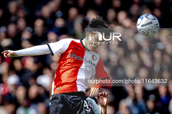 Feyenoord Rotterdam midfielder Inbeom Hwang plays during the match between Feyenoord and Twente at the Feyenoord stadium De Kuip for the Dut...