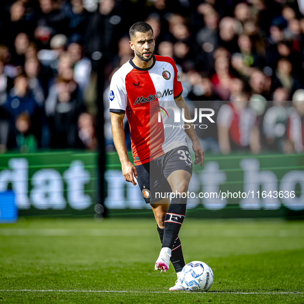 Feyenoord Rotterdam defender David Hancko plays during the match between Feyenoord and Twente at the Feyenoord stadium De Kuip for the Dutch...