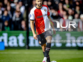 Feyenoord Rotterdam defender David Hancko plays during the match between Feyenoord and Twente at the Feyenoord stadium De Kuip for the Dutch...