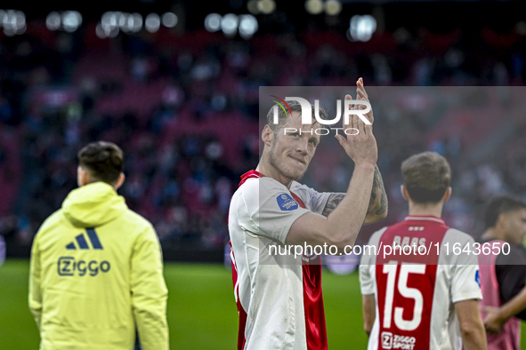 AFC Ajax Amsterdam forward Wout Weghorst plays during the match between Ajax and Groningen at the Johan Cruijff ArenA for the Dutch Eredivis...