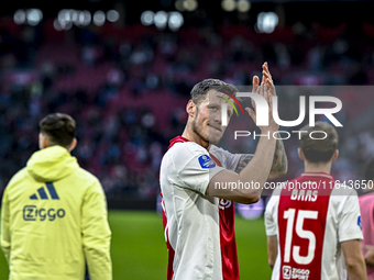 AFC Ajax Amsterdam forward Wout Weghorst plays during the match between Ajax and Groningen at the Johan Cruijff ArenA for the Dutch Eredivis...