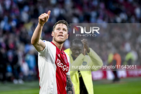 AFC Ajax Amsterdam forward Wout Weghorst plays during the match between Ajax and Groningen at the Johan Cruijff ArenA for the Dutch Eredivis...