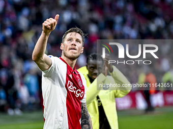 AFC Ajax Amsterdam forward Wout Weghorst plays during the match between Ajax and Groningen at the Johan Cruijff ArenA for the Dutch Eredivis...