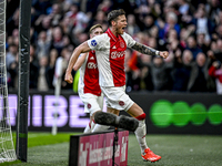 AFC Ajax Amsterdam forward Wout Weghorst celebrates the 2-1 goal during the match between Ajax and Groningen at the Johan Cruijff ArenA for...