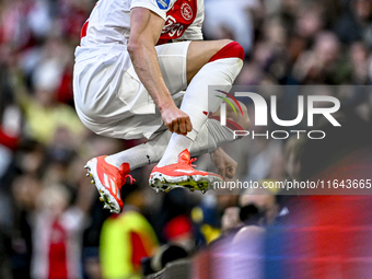 AFC Ajax Amsterdam forward Wout Weghorst celebrates the 2-1 goal during the match between Ajax and Groningen at the Johan Cruijff ArenA for...