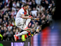 AFC Ajax Amsterdam forward Wout Weghorst celebrates the 2-1 goal during the match between Ajax and Groningen at the Johan Cruijff ArenA for...