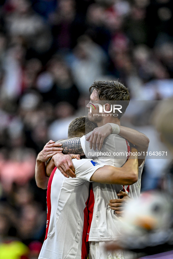 AFC Ajax Amsterdam forward Wout Weghorst celebrates the 2-1 goal during the match between Ajax and Groningen at the Johan Cruijff ArenA for...