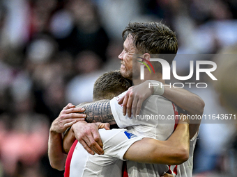 AFC Ajax Amsterdam forward Wout Weghorst celebrates the 2-1 goal during the match between Ajax and Groningen at the Johan Cruijff ArenA for...